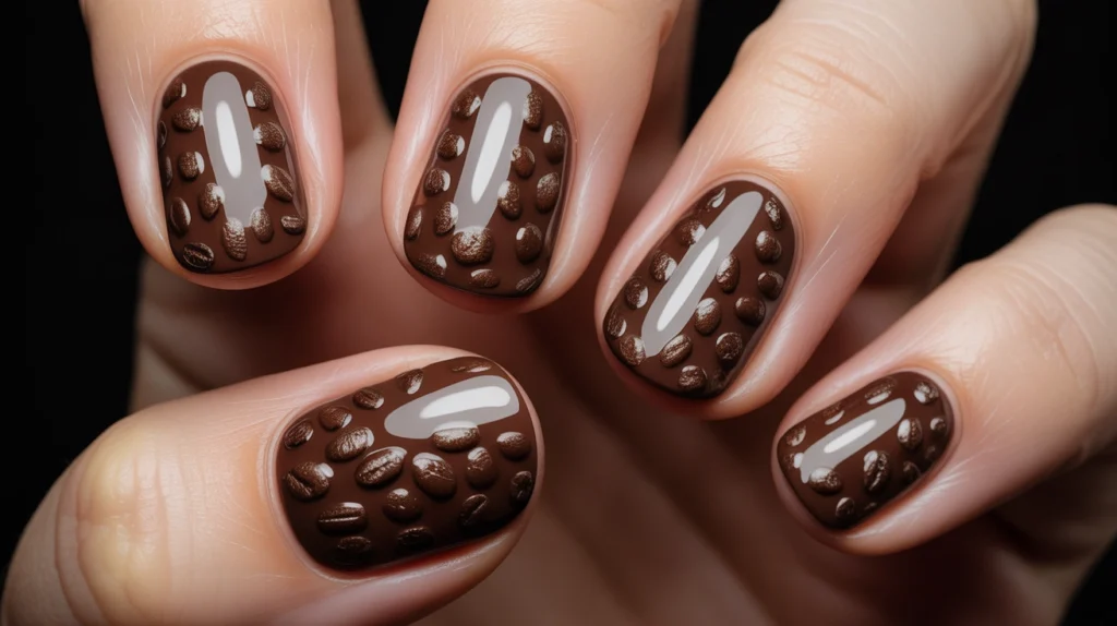 10. Coffee Bean Textured Nails