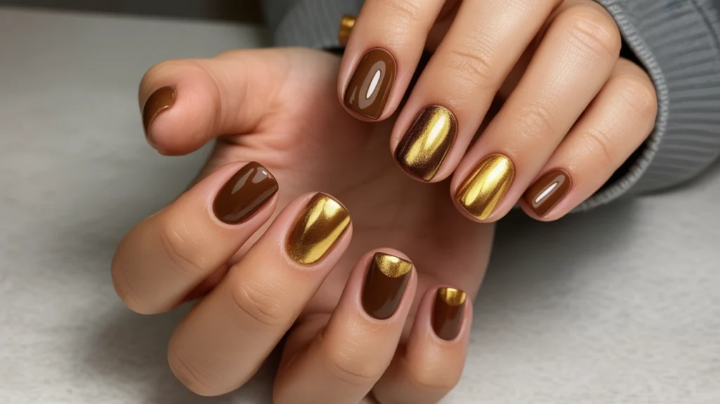 9. Brown and Gold Accents