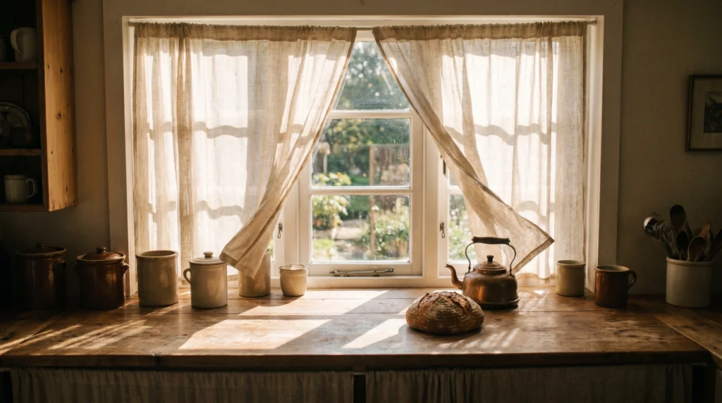 Soft Curtains or Linen Shades