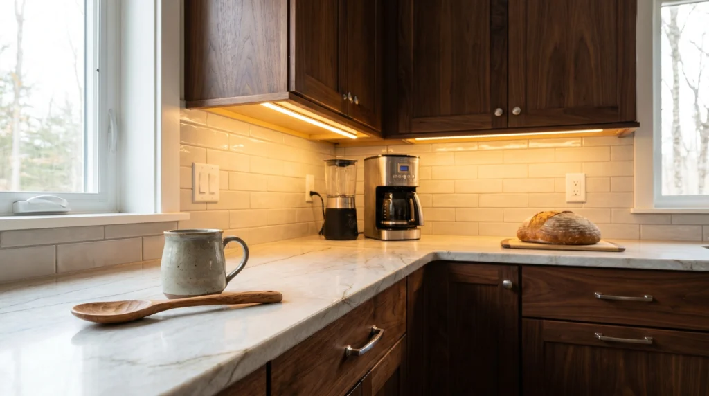 Deep Walnut Cabinets for a Rich, Cozy Look