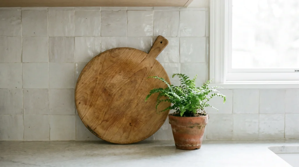 Textured Backsplash Instead of Busy Patterns