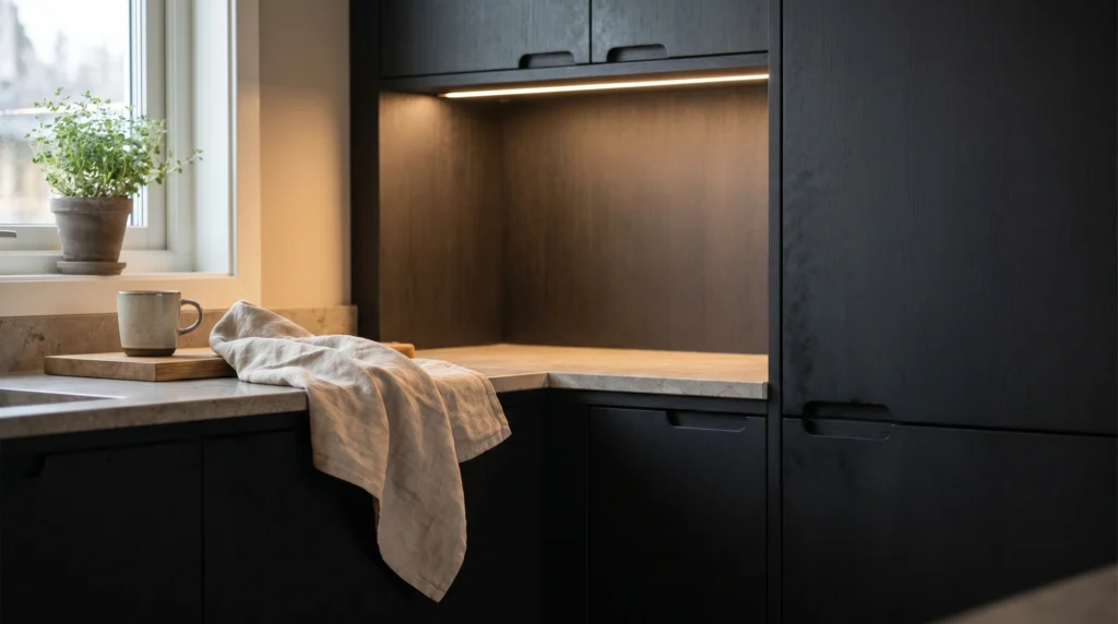 Matte Finish Wood Cabinets for Soft Texture