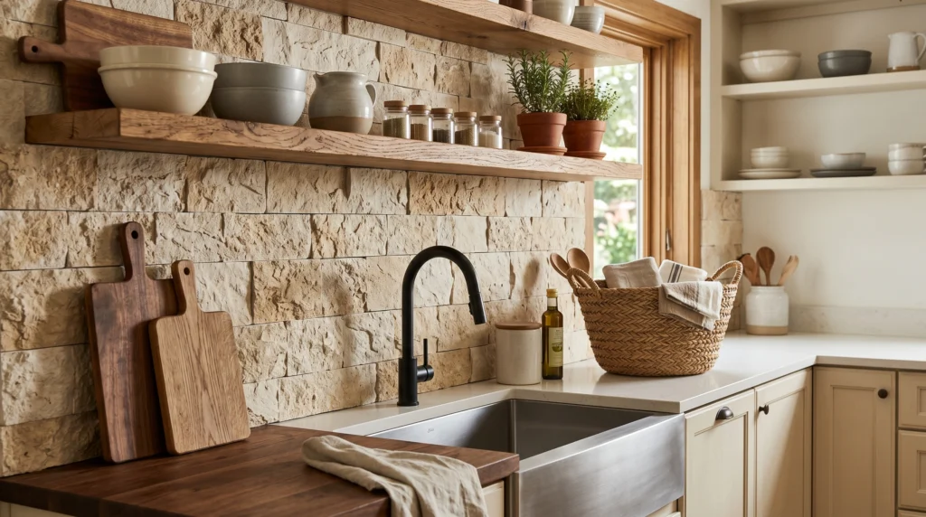 22 Trending Kitchen Backsplash Tile Ideas You’ll Want to Copy

If your kitchen feels a little… off lately, you’re not imagining it. A lot of people assume they need new cabinets or expensive appliances to fix that feeling, but in my experience, the real issue is often right in front of you — the backsplash. It’s one of the first things your eye lands on, and when it feels outdated or flat, the whole kitchen follows.

The good news? You don’t need a full renovation. Small, affordable decor changes like updating your backsplash tile can completely shift how your space looks and feels. We’re talking more warmth, more personality, and a kitchen that actually feels like yours — not a showroom.

In this guide, you’ll find 22 trending kitchen backsplash tile ideas you’ll want to copy, all realistic, budget-conscious, and Pinterest-worthy. These aren’t over-styled or impractical — they’re ideas you can actually pull off in a real home.

Let’s get into it — because a better-looking kitchen might be way easier than you think.

Warm White Zellige Tiles with Subtle Texture

There’s something quietly beautiful about slightly uneven, handmade-looking tiles. The light hits them differently throughout the day, creating soft shadows and movement that make the kitchen feel alive instead of flat.

Use 4x4 or 2x6 Zellige-style tiles in a warm white tone. Install them in a simple stacked or brick pattern and use light grout to keep things cohesive. Expect around $8–$18 per sq ft depending on quality. Tip: don’t over-level them — the slight imperfections are the whole point.

Vertical Subway Tiles for Height Illusion

If your kitchen feels a bit boxed in, this trick works surprisingly well. Turning subway tiles vertically draws the eye upward, making ceilings feel taller.

Use classic 3x6 tiles but rotate them vertically. Keep grout lines thin and consistent. I always recommend this for smaller kitchens — it visually stretches the space. Budget: $2–$6 per sq ft. Mistake to avoid: don’t mix vertical and horizontal layouts in the same wall.

Muted Terracotta Tiles for Earthy Warmth

This is one of those ideas that instantly makes a kitchen feel grounded and inviting. The warm clay tones bring in a natural, slightly rustic vibe without feeling old-fashioned.

Go for matte terracotta tiles in a soft, muted tone — not overly orange. Pair with light countertops for contrast. Budget ranges from $5–$15 per sq ft. Tip: seal them properly to avoid stains.

Glossy Sage Green Tiles for a Calm Pop of Color

Sage green is everywhere right now, and for good reason — it adds color without overwhelming the space.

Use glossy tiles to reflect light and keep things fresh. I personally love this with brass hardware. Budget: $6–$14 per sq ft. Tip: keep surrounding elements neutral so the color stands out naturally.

Herringbone Pattern for Subtle Movement

A herringbone backsplash adds just enough visual interest without being loud. It’s detailed, but still easy to live with.

Use rectangular tiles (like 2x8) and install them in a herringbone layout. It costs slightly more due to labor — around $10–$20 per sq ft total. Biggest mistake? Poor alignment — hire someone experienced if possible.

Deep Navy Tiles for a Bold Contrast

If your kitchen leans light or neutral, adding a deep navy backsplash creates a strong focal point.

Go for glossy or semi-gloss tiles to avoid a heavy look. Pair with white cabinets for contrast. Budget: $7–$16 per sq ft. Tip: test lighting first — dark tiles need good light to shine.

Marble-Look Tiles Without the Price Tag

You get the elegance of marble without the stress or cost. It’s a smart swap a lot of people overlook.

Choose porcelain tiles with soft gray veining. Keep grout light for a seamless look. Budget: $4–$10 per sq ft. Tip: avoid overly busy patterns — subtle is better.

Mixed Finish Tiles for Layered Texture

This one’s a bit more creative. Mixing matte and glossy tiles adds depth without changing color.

Stick to one color but vary the finish. It creates a layered look that feels more custom. Budget: $8–$18 per sq ft. Tip: don’t overdo it — keep the ratio balanced.

Soft Blue Tiles for an Airy Feel

Soft blue tiles can make your kitchen feel lighter and more open, especially in smaller spaces.

Use pale blue tones with a slightly glossy finish. Pair with white or light wood cabinets. Budget: $5–$12 per sq ft. Tip: avoid overly bright blues — they can feel harsh.

Black Matte Tiles for a Modern Edge

This is for when you want something a little moodier. Matte black tiles create a clean, modern look without glare.

Use larger tiles to reduce grout lines. Budget: $6–$15 per sq ft. Tip: keep countertops lighter to balance the darkness.

Chevron Pattern for a Slight Twist

Similar to herringbone but more structured, chevron tiles add a bit of direction and movement.

Use pre-cut chevron tiles for easier installation. Budget: $10–$22 per sq ft. Tip: keep colors simple to avoid visual clutter.

Beige Stone Tiles for Natural Texture

Stone tiles bring in a grounded, organic feel that works in almost any kitchen.

Choose honed stone for a softer look. Budget: $8–$20 per sq ft. Tip: seal regularly to maintain appearance.

Two-Tone Tile Design for Subtle Contrast

Using two similar tones creates depth without being overwhelming.

Pick shades within the same color family. Budget: $6–$14 per sq ft. Tip: keep transitions clean and intentional.

Kit-Kat Tiles for a Modern Texture

These thin, stacked tiles add a unique texture that feels fresh and current.

Install vertically for extra height. Budget: $9–$18 per sq ft. Tip: use matching grout to keep it clean.

Glossy White Tiles with Dark Grout

A classic with a bit of edge. The contrast makes the pattern pop.

Use standard subway tiles with charcoal grout. Budget: $3–$8 per sq ft. Tip: keep grout lines consistent.

Patterned Tiles for a Focal Point

If your kitchen feels plain, patterned tiles can completely change the mood.

Use them behind the stove or sink area. Budget: $10–$25 per sq ft. Tip: balance with simple surroundings.

Glass Tiles for Light Reflection

Glass tiles bounce light around, making the kitchen feel brighter.

Choose soft colors to avoid harsh reflections. Budget: $7–$20 per sq ft. Tip: keep them clean — smudges show easily.

Textured Ceramic Tiles for Depth

Slightly raised or ridged tiles add a tactile element that flat tiles don’t have.

Use neutral tones for versatility. Budget: $8–$16 per sq ft. Tip: don’t overcrowd the space.

Olive Green Tiles for a Rich Tone

Olive green adds depth without being too bold.

Pair with wood and brass for warmth. Budget: $6–$15 per sq ft. Tip: test under your lighting first.

Large Format Tiles for a Clean Look

Fewer grout lines mean a cleaner, more open feel.

Use 12x24 tiles for a modern look. Budget: $7–$18 per sq ft. Tip: ensure proper alignment.

Metallic Accent Tiles for Subtle Shine

A little metallic detail can add just enough interest.

Use sparingly as accents. Budget: $12–$30 per sq ft. Tip: don’t overuse.

Rustic Brick-Style Tiles for Character

Brick-style tiles add warmth and a slightly lived-in feel.

Use soft red or whitewashed tones. Budget: $6–$14 per sq ft. Tip: avoid overly dark grout.

Conclusion

At the end of the day, updating your backsplash is one of the easiest ways to refresh your kitchen without tearing everything apart. You don’t need a huge budget or a full renovation — just a few thoughtful choices that actually fit your space and how you live in it.

In my experience, the biggest mistake people make is trying to do too much at once. Start with one or two of these trending kitchen backsplash tile ideas you’ll want to copy, see how it changes the feel of your kitchen, and build from there.

A kitchen should feel warm, personal, and a little bit imperfect — that’s what makes it inviting.

So tell me — which of these ideas are you thinking about trying first? I’d genuinely love to hear.

FAQs

What is the most popular kitchen backsplash tile right now?
Right now, textured tiles like Zellige and Kit-Kat styles are very popular. People are moving away from perfectly flat, uniform tiles and leaning toward finishes that have slight variation and character. Soft, earthy colors like sage green and terracotta are also trending.

Are backsplash tiles expensive to install?
It depends on the tile and pattern. Basic subway tiles can cost as little as $3–$8 per sq ft, while more detailed layouts like herringbone or chevron can go up to $20+ per sq ft with labor. A lot of people save money by choosing simpler layouts.

Can I install a backsplash myself?
Yes, especially with peel-and-stick or simple tile layouts. However, patterns like herringbone or uneven tiles can be tricky. If precision matters, hiring a professional can save you frustration.

What backsplash tile is easiest to maintain?
Porcelain and ceramic tiles are the easiest to clean and maintain. They’re resistant to stains and don’t require sealing like natural stone or terracotta. If you want low maintenance, start there.

Should backsplash tile go all the way up to the ceiling?
In many cases, yes — especially behind the stove or sink. It creates a more finished look and can make the space feel taller. However, partial backsplashes can still work well in smaller kitchens or tighter budgets.