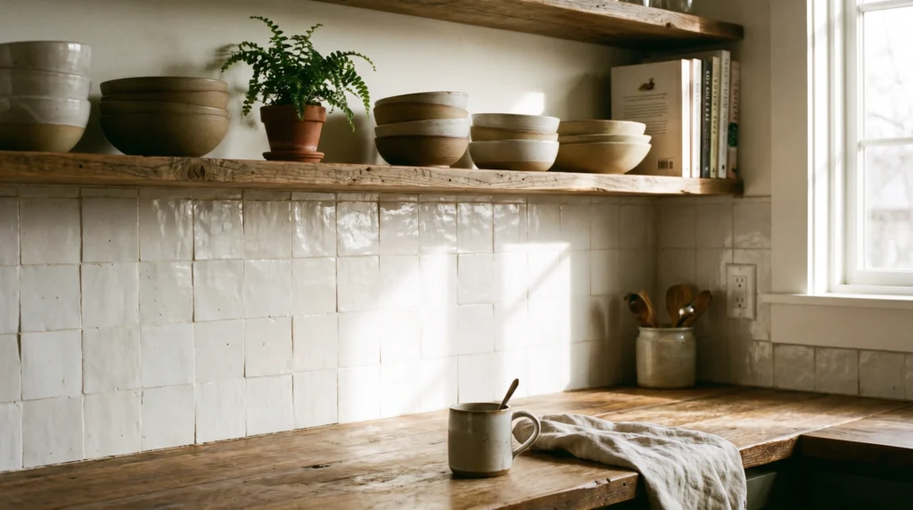 Warm White Zellige Tiles with Subtle Texture