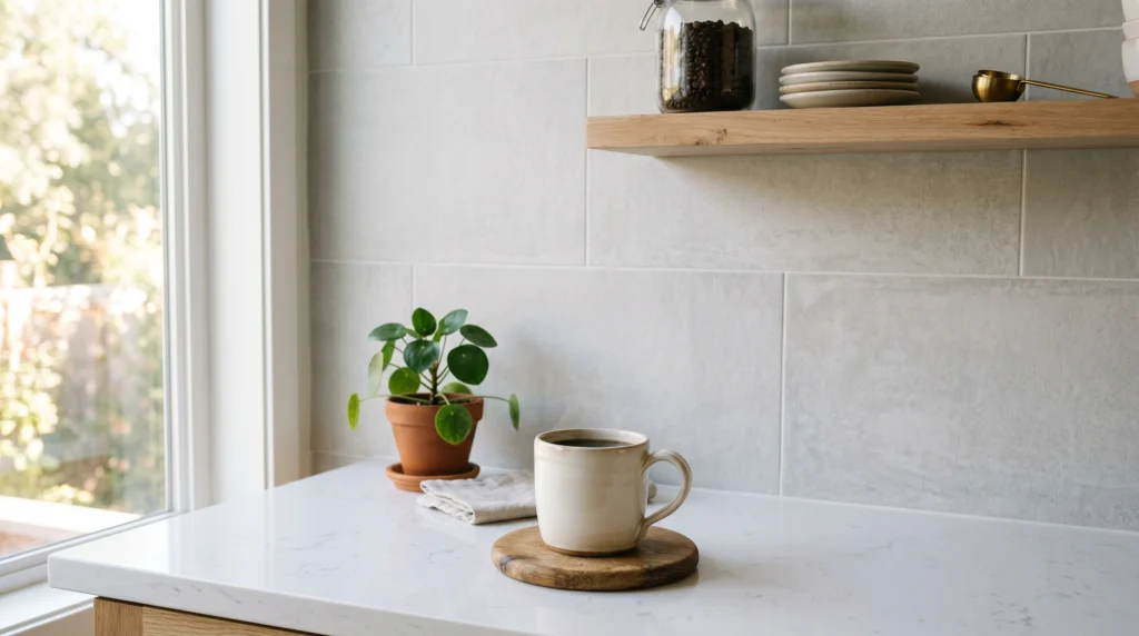 22 Trending Kitchen Backsplash Tile Ideas You’ll Want to Copy

If your kitchen feels a little… off lately, you’re not imagining it. A lot of people assume they need new cabinets or expensive appliances to fix that feeling, but in my experience, the real issue is often right in front of you — the backsplash. It’s one of the first things your eye lands on, and when it feels outdated or flat, the whole kitchen follows.

The good news? You don’t need a full renovation. Small, affordable decor changes like updating your backsplash tile can completely shift how your space looks and feels. We’re talking more warmth, more personality, and a kitchen that actually feels like yours — not a showroom.

In this guide, you’ll find 22 trending kitchen backsplash tile ideas you’ll want to copy, all realistic, budget-conscious, and Pinterest-worthy. These aren’t over-styled or impractical — they’re ideas you can actually pull off in a real home.

Let’s get into it — because a better-looking kitchen might be way easier than you think.

Warm White Zellige Tiles with Subtle Texture

There’s something quietly beautiful about slightly uneven, handmade-looking tiles. The light hits them differently throughout the day, creating soft shadows and movement that make the kitchen feel alive instead of flat.

Use 4x4 or 2x6 Zellige-style tiles in a warm white tone. Install them in a simple stacked or brick pattern and use light grout to keep things cohesive. Expect around $8–$18 per sq ft depending on quality. Tip: don’t over-level them — the slight imperfections are the whole point.

Vertical Subway Tiles for Height Illusion

If your kitchen feels a bit boxed in, this trick works surprisingly well. Turning subway tiles vertically draws the eye upward, making ceilings feel taller.

Use classic 3x6 tiles but rotate them vertically. Keep grout lines thin and consistent. I always recommend this for smaller kitchens — it visually stretches the space. Budget: $2–$6 per sq ft. Mistake to avoid: don’t mix vertical and horizontal layouts in the same wall.

Muted Terracotta Tiles for Earthy Warmth

This is one of those ideas that instantly makes a kitchen feel grounded and inviting. The warm clay tones bring in a natural, slightly rustic vibe without feeling old-fashioned.

Go for matte terracotta tiles in a soft, muted tone — not overly orange. Pair with light countertops for contrast. Budget ranges from $5–$15 per sq ft. Tip: seal them properly to avoid stains.

Glossy Sage Green Tiles for a Calm Pop of Color

Sage green is everywhere right now, and for good reason — it adds color without overwhelming the space.

Use glossy tiles to reflect light and keep things fresh. I personally love this with brass hardware. Budget: $6–$14 per sq ft. Tip: keep surrounding elements neutral so the color stands out naturally.

Herringbone Pattern for Subtle Movement

A herringbone backsplash adds just enough visual interest without being loud. It’s detailed, but still easy to live with.

Use rectangular tiles (like 2x8) and install them in a herringbone layout. It costs slightly more due to labor — around $10–$20 per sq ft total. Biggest mistake? Poor alignment — hire someone experienced if possible.

Deep Navy Tiles for a Bold Contrast

If your kitchen leans light or neutral, adding a deep navy backsplash creates a strong focal point.

Go for glossy or semi-gloss tiles to avoid a heavy look. Pair with white cabinets for contrast. Budget: $7–$16 per sq ft. Tip: test lighting first — dark tiles need good light to shine.

Marble-Look Tiles Without the Price Tag

You get the elegance of marble without the stress or cost. It’s a smart swap a lot of people overlook.

Choose porcelain tiles with soft gray veining. Keep grout light for a seamless look. Budget: $4–$10 per sq ft. Tip: avoid overly busy patterns — subtle is better.

Mixed Finish Tiles for Layered Texture

This one’s a bit more creative. Mixing matte and glossy tiles adds depth without changing color.

Stick to one color but vary the finish. It creates a layered look that feels more custom. Budget: $8–$18 per sq ft. Tip: don’t overdo it — keep the ratio balanced.

Soft Blue Tiles for an Airy Feel

Soft blue tiles can make your kitchen feel lighter and more open, especially in smaller spaces.

Use pale blue tones with a slightly glossy finish. Pair with white or light wood cabinets. Budget: $5–$12 per sq ft. Tip: avoid overly bright blues — they can feel harsh.

Black Matte Tiles for a Modern Edge

This is for when you want something a little moodier. Matte black tiles create a clean, modern look without glare.

Use larger tiles to reduce grout lines. Budget: $6–$15 per sq ft. Tip: keep countertops lighter to balance the darkness.

Chevron Pattern for a Slight Twist

Similar to herringbone but more structured, chevron tiles add a bit of direction and movement.

Use pre-cut chevron tiles for easier installation. Budget: $10–$22 per sq ft. Tip: keep colors simple to avoid visual clutter.

Beige Stone Tiles for Natural Texture

Stone tiles bring in a grounded, organic feel that works in almost any kitchen.

Choose honed stone for a softer look. Budget: $8–$20 per sq ft. Tip: seal regularly to maintain appearance.

Two-Tone Tile Design for Subtle Contrast

Using two similar tones creates depth without being overwhelming.

Pick shades within the same color family. Budget: $6–$14 per sq ft. Tip: keep transitions clean and intentional.

Kit-Kat Tiles for a Modern Texture

These thin, stacked tiles add a unique texture that feels fresh and current.

Install vertically for extra height. Budget: $9–$18 per sq ft. Tip: use matching grout to keep it clean.

Glossy White Tiles with Dark Grout

A classic with a bit of edge. The contrast makes the pattern pop.

Use standard subway tiles with charcoal grout. Budget: $3–$8 per sq ft. Tip: keep grout lines consistent.

Patterned Tiles for a Focal Point

If your kitchen feels plain, patterned tiles can completely change the mood.

Use them behind the stove or sink area. Budget: $10–$25 per sq ft. Tip: balance with simple surroundings.

Glass Tiles for Light Reflection

Glass tiles bounce light around, making the kitchen feel brighter.

Choose soft colors to avoid harsh reflections. Budget: $7–$20 per sq ft. Tip: keep them clean — smudges show easily.

Textured Ceramic Tiles for Depth

Slightly raised or ridged tiles add a tactile element that flat tiles don’t have.

Use neutral tones for versatility. Budget: $8–$16 per sq ft. Tip: don’t overcrowd the space.

Olive Green Tiles for a Rich Tone

Olive green adds depth without being too bold.

Pair with wood and brass for warmth. Budget: $6–$15 per sq ft. Tip: test under your lighting first.

Large Format Tiles for a Clean Look

Fewer grout lines mean a cleaner, more open feel.

Use 12x24 tiles for a modern look. Budget: $7–$18 per sq ft. Tip: ensure proper alignment.

Metallic Accent Tiles for Subtle Shine

A little metallic detail can add just enough interest.

Use sparingly as accents. Budget: $12–$30 per sq ft. Tip: don’t overuse.

Rustic Brick-Style Tiles for Character

Brick-style tiles add warmth and a slightly lived-in feel.

Use soft red or whitewashed tones. Budget: $6–$14 per sq ft. Tip: avoid overly dark grout.

Conclusion

At the end of the day, updating your backsplash is one of the easiest ways to refresh your kitchen without tearing everything apart. You don’t need a huge budget or a full renovation — just a few thoughtful choices that actually fit your space and how you live in it.

In my experience, the biggest mistake people make is trying to do too much at once. Start with one or two of these trending kitchen backsplash tile ideas you’ll want to copy, see how it changes the feel of your kitchen, and build from there.

A kitchen should feel warm, personal, and a little bit imperfect — that’s what makes it inviting.

So tell me — which of these ideas are you thinking about trying first? I’d genuinely love to hear.

FAQs

What is the most popular kitchen backsplash tile right now?
Right now, textured tiles like Zellige and Kit-Kat styles are very popular. People are moving away from perfectly flat, uniform tiles and leaning toward finishes that have slight variation and character. Soft, earthy colors like sage green and terracotta are also trending.

Are backsplash tiles expensive to install?
It depends on the tile and pattern. Basic subway tiles can cost as little as $3–$8 per sq ft, while more detailed layouts like herringbone or chevron can go up to $20+ per sq ft with labor. A lot of people save money by choosing simpler layouts.

Can I install a backsplash myself?
Yes, especially with peel-and-stick or simple tile layouts. However, patterns like herringbone or uneven tiles can be tricky. If precision matters, hiring a professional can save you frustration.

What backsplash tile is easiest to maintain?
Porcelain and ceramic tiles are the easiest to clean and maintain. They’re resistant to stains and don’t require sealing like natural stone or terracotta. If you want low maintenance, start there.

Should backsplash tile go all the way up to the ceiling?
In many cases, yes — especially behind the stove or sink. It creates a more finished look and can make the space feel taller. However, partial backsplashes can still work well in smaller kitchens or tighter budgets.