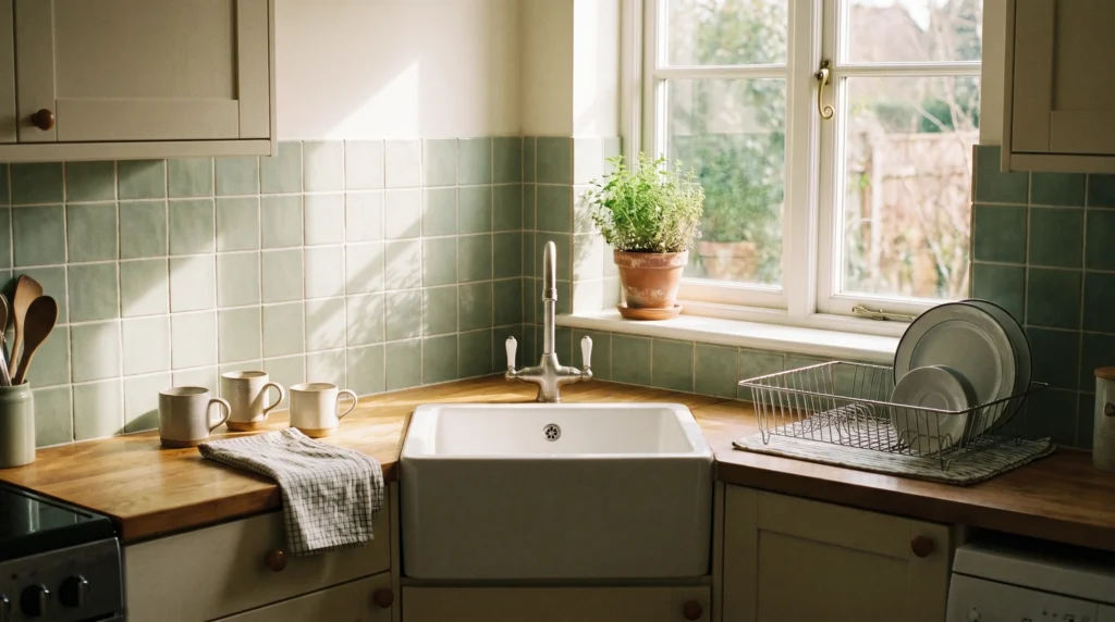 Corner Sink Layout That Frees Up Counter Space