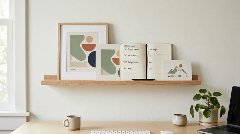 13. Sleek Floating Ledges for Inspiration and Planners