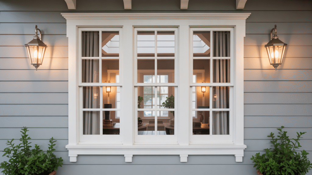 Frame Windows with Wall Sconces 