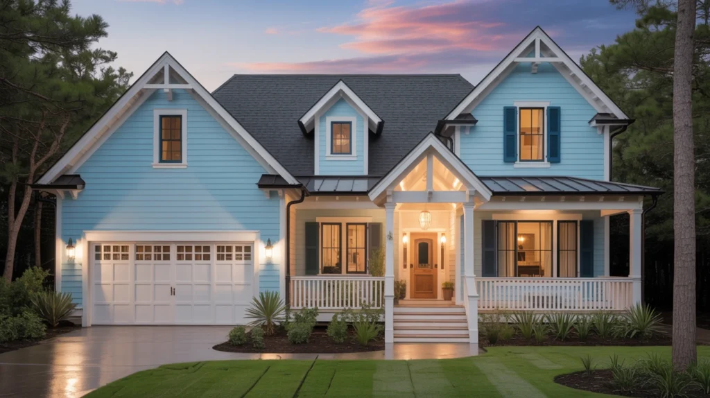 How Lighting Enhances Light Blue Exterior House Colors