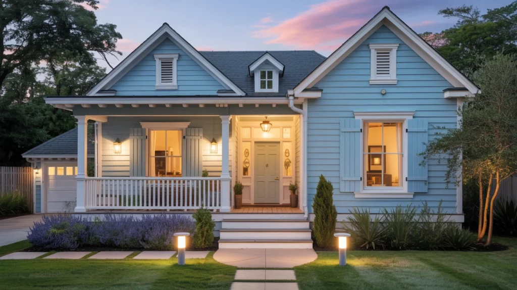 Perfect Lighting for Blue House Exteriors