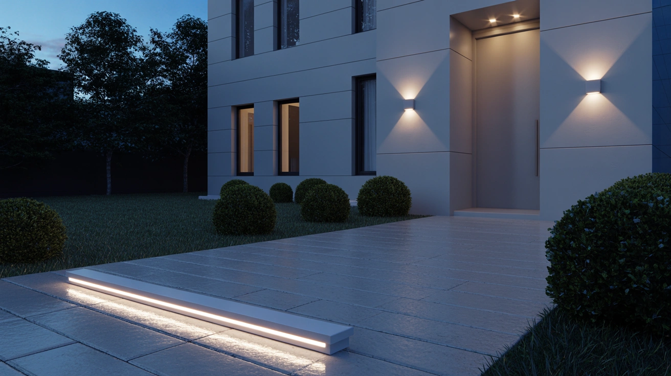 Minimalist Lighting for Light Gray House Exteriors