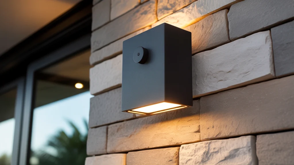 Close up of a matte black outdoor wall