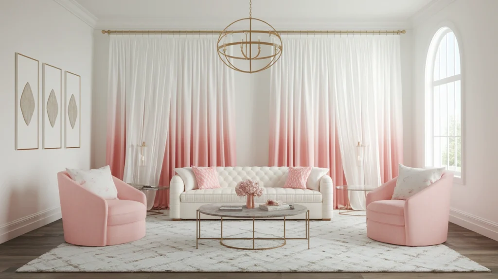 Hang Sheer Pink or White Curtains
