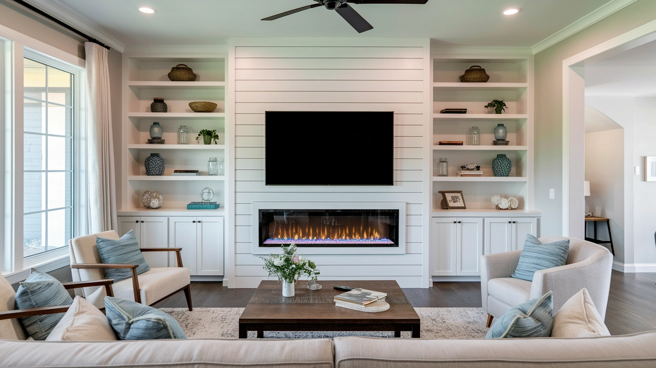 How to Design a Media Wall Around an Electric Fireplace