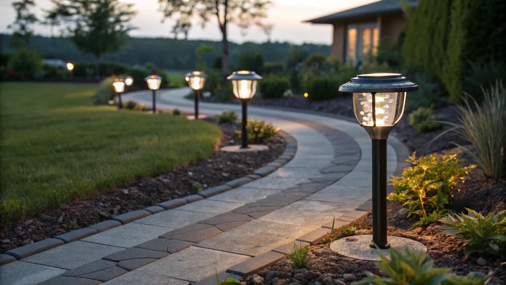3. Line Pathways with Solar Lights
