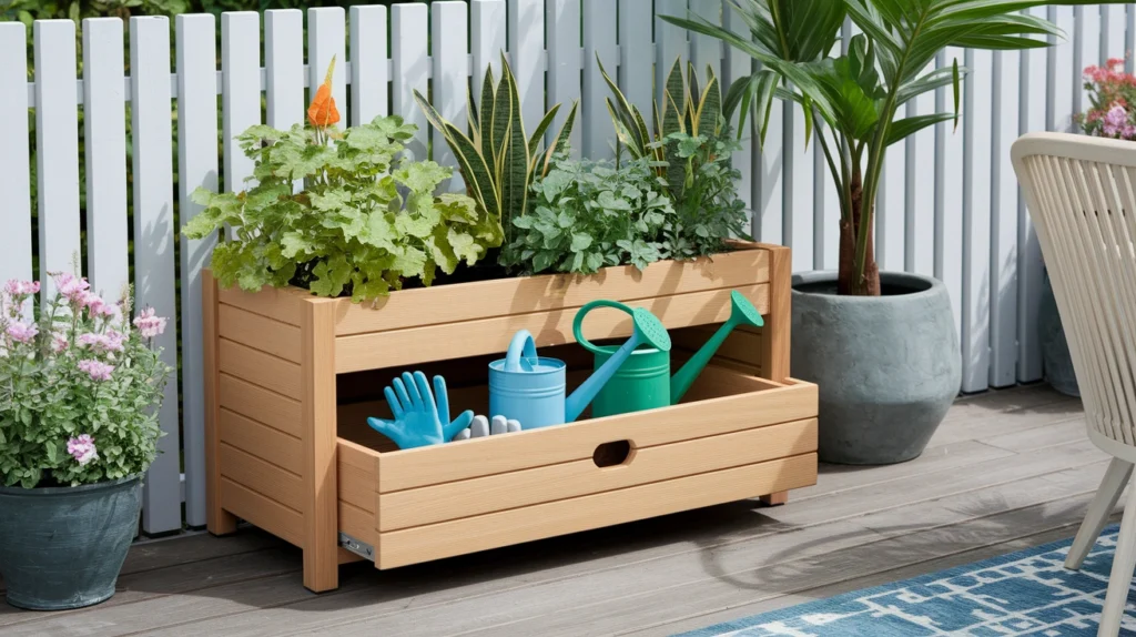 7. Multi-Use Planter Boxes with Storage