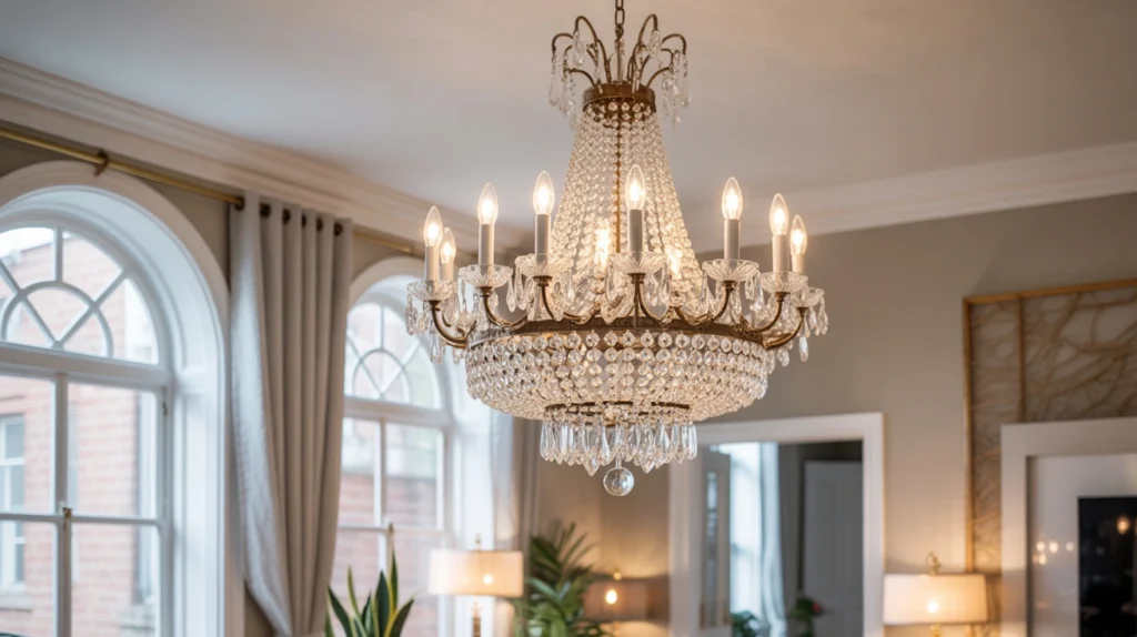 1. Classic Crystal Chandeliers in Living Rooms