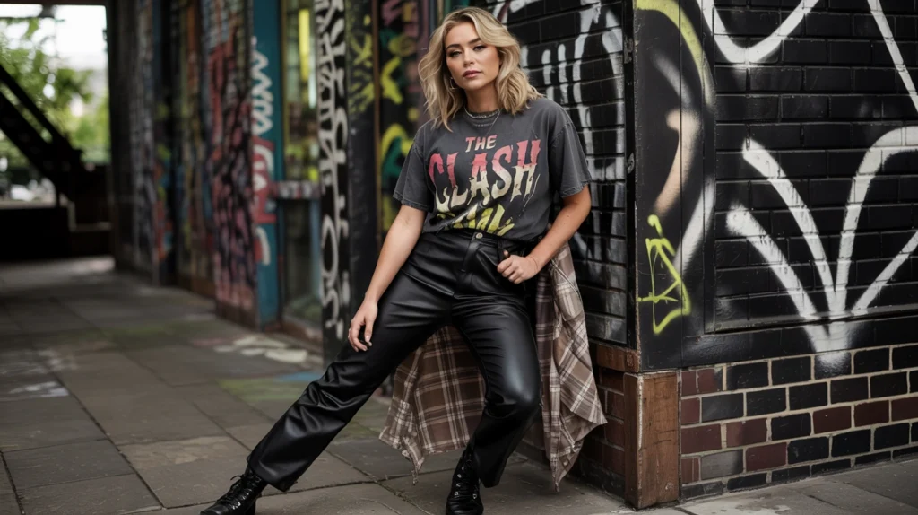 10. The Vintage Band Tee & Unexpected Bottom Rocker Chic Reimagined