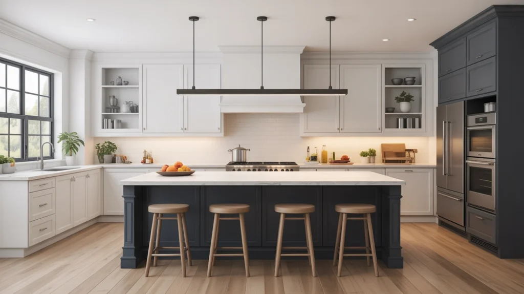 6. Linear Pendants for Long Kitchen Islands