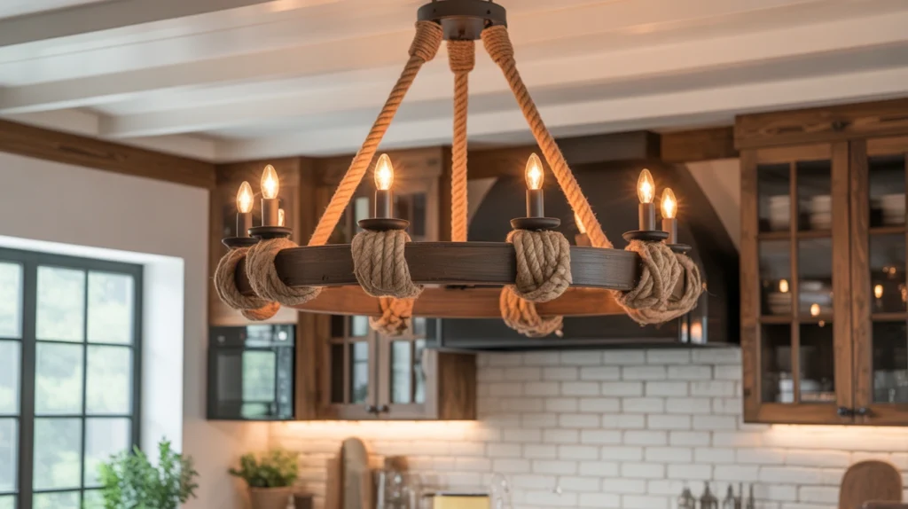 9. Rustic Chandeliers for Warm Ambiance