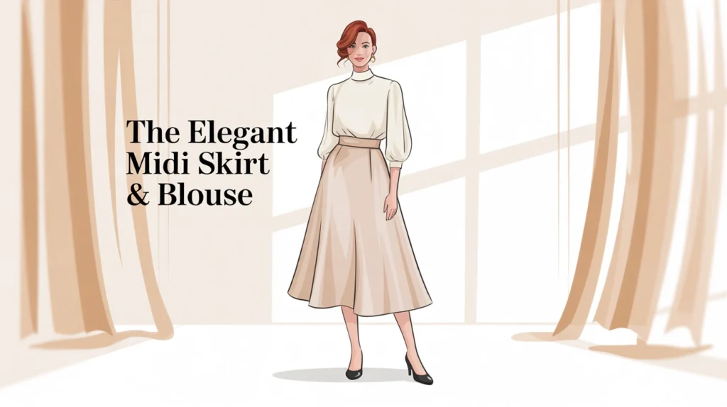 The Elegant Midi Skirt & Blouse