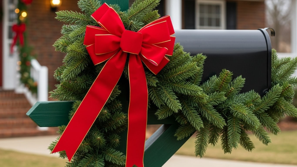 1. Classic Greenery with a Red Bow