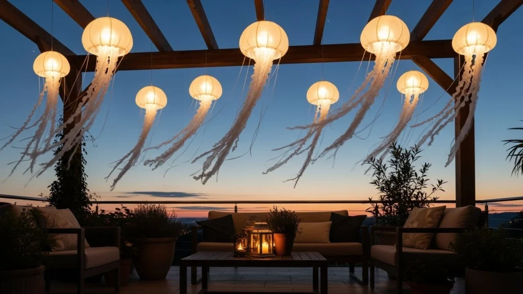 1. Hanging Jellyfish Lights Over a Patio