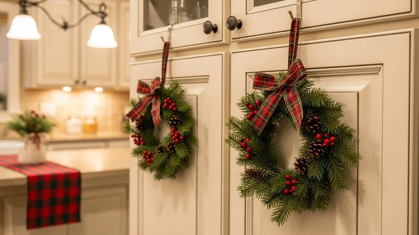 1. Mini Wreaths on Cabinet Doors
