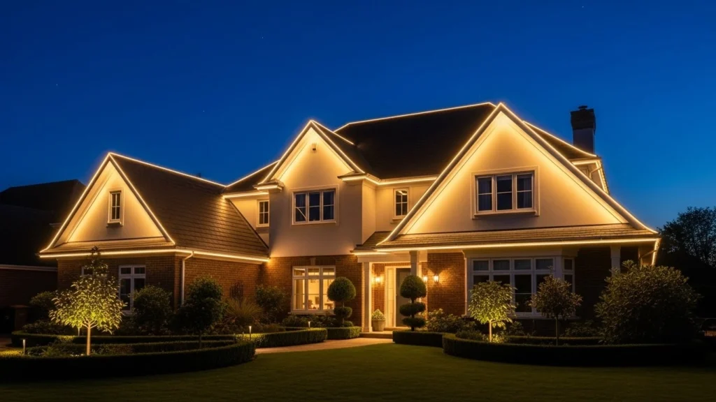 10. Subtle Roofline Lighting