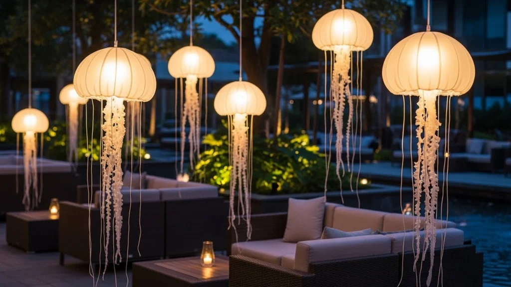 11. Jellyfish Lights for Outdoor Seating Areas