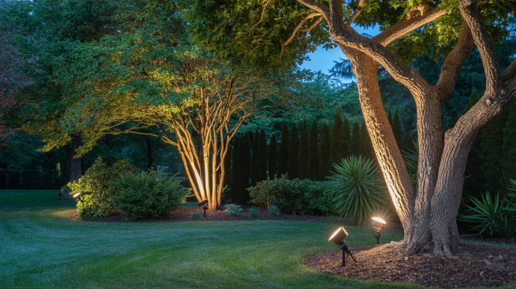2. Uplights to Highlight Trees and Tall Plants