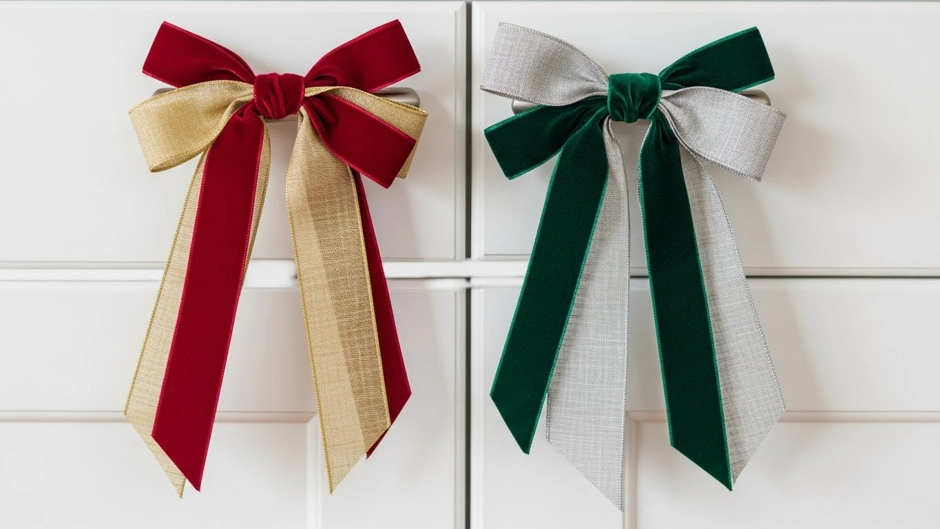 2. Ribbon Bows on Cabinet Handles