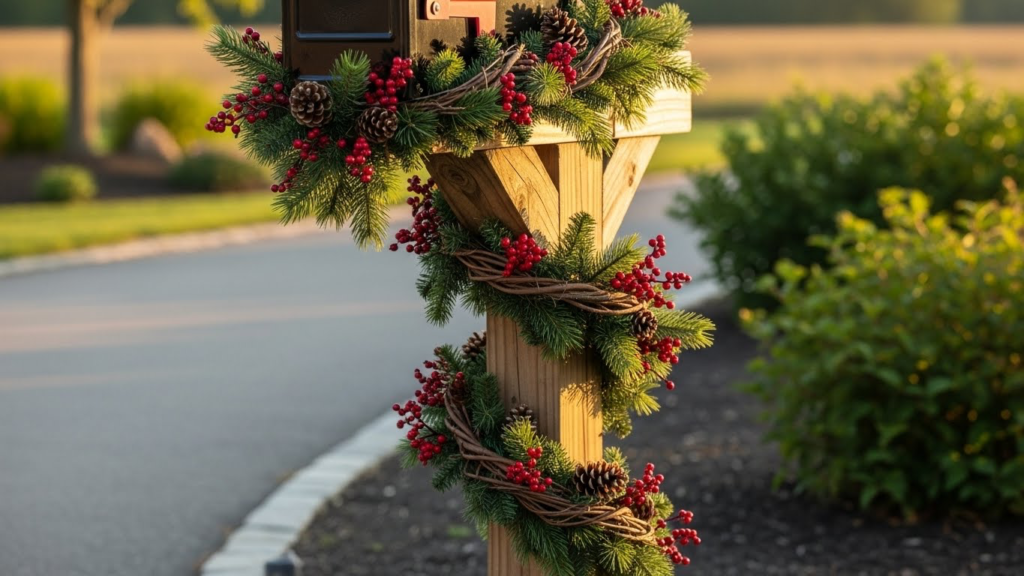 3. Garland Wrapped Around the Post