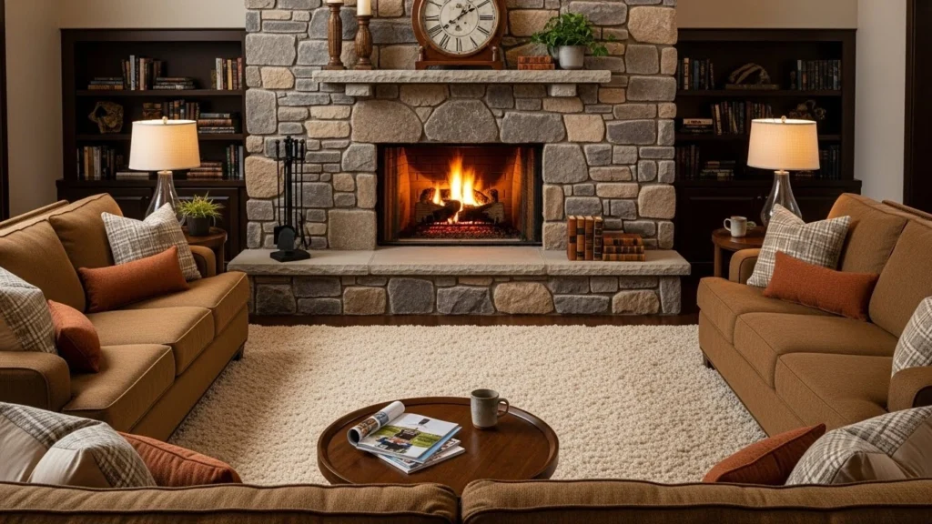 4. Fireplace-Focused Layout