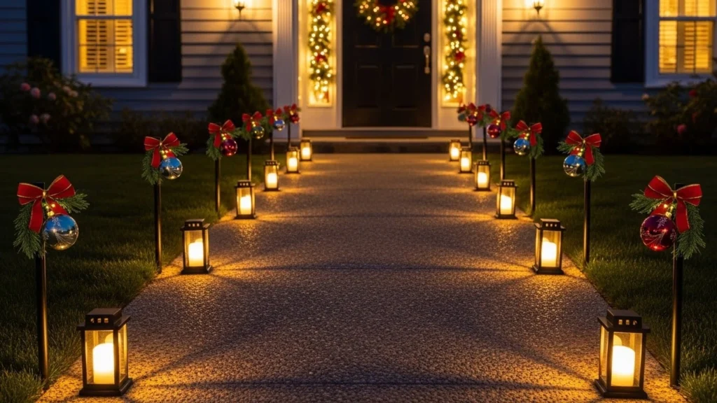 5. Pathway Lights with a Holiday Twist