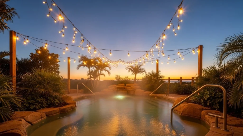 5. String Lights Above the Spa