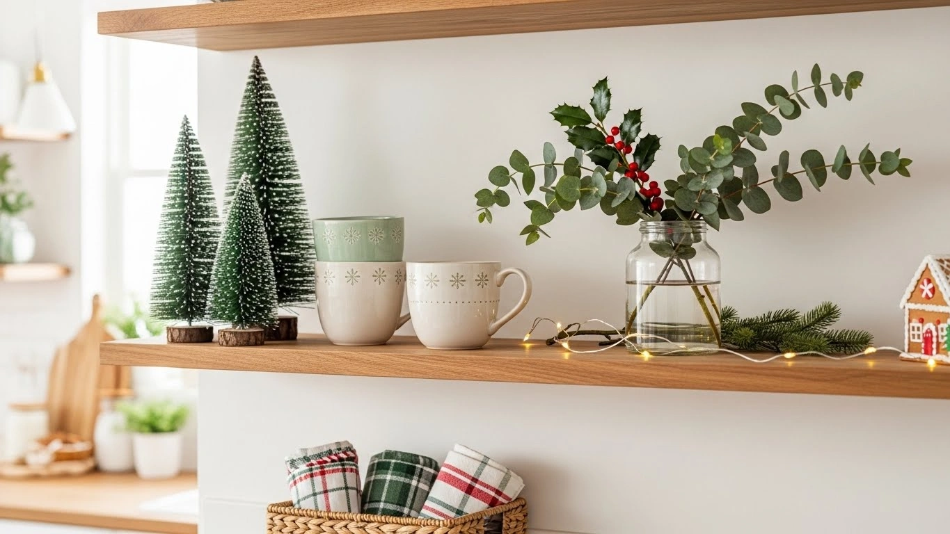 7. Festive Cabinet Shelf Displays