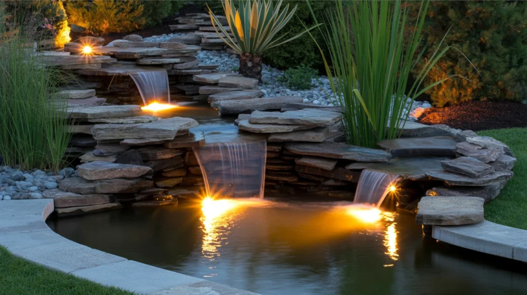 8. Water Feature Lighting for a Magical Touch