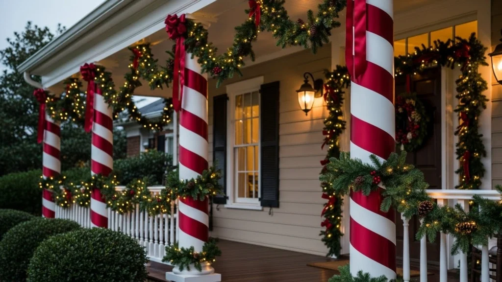8. Ribbon-Wrapped Porch Columns