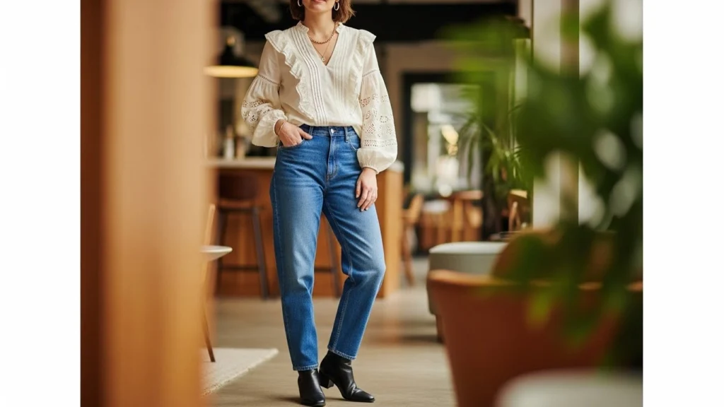 6. Relaxed Jeans with a Statement Top