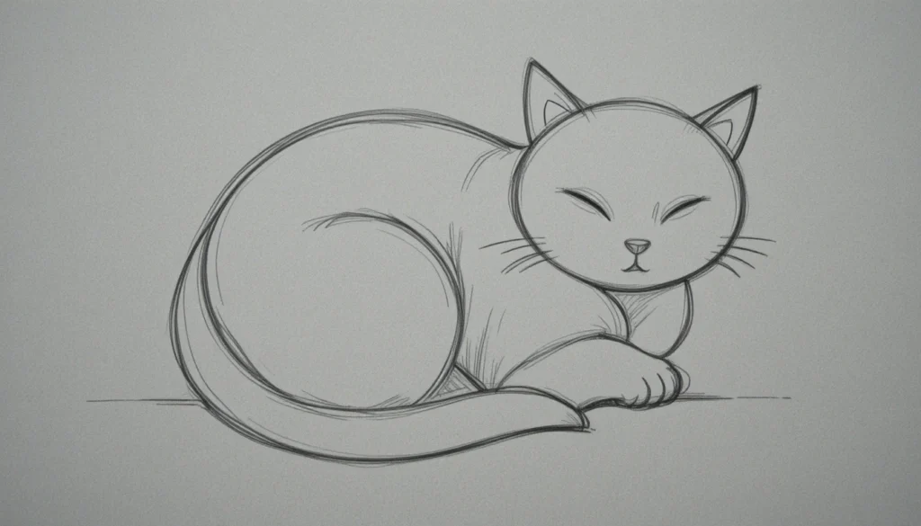 1. Sleeping Cat Outline