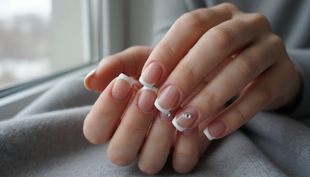 French Tips with Tiny Gems