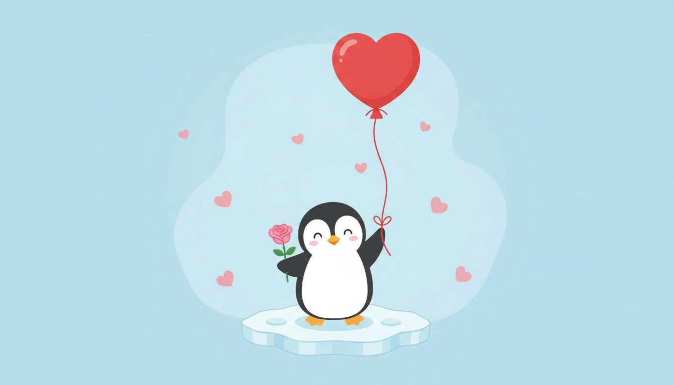 How to Draw a Chubby Penguin with Heart Balloon Guide