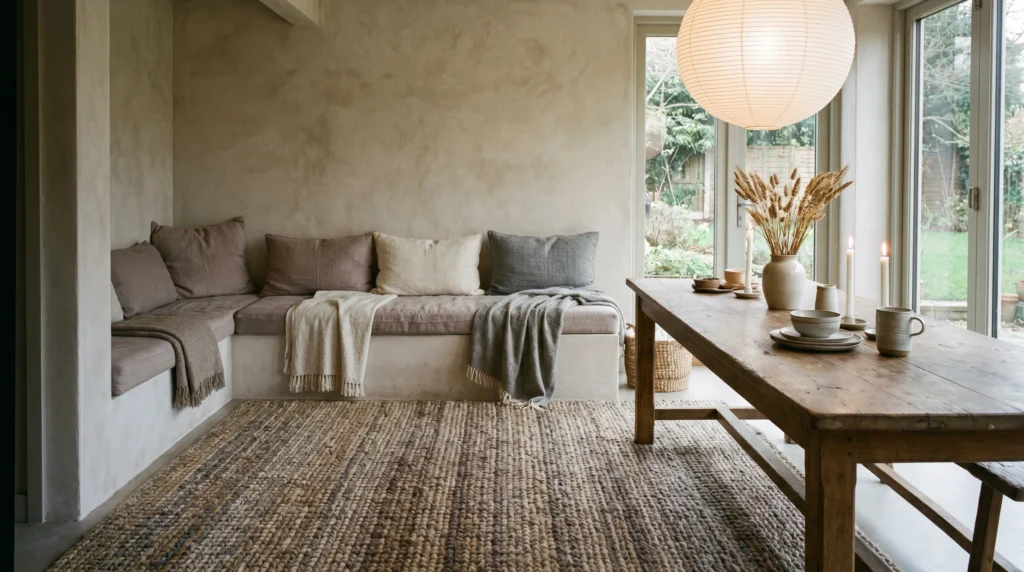 Bench Paired with a Statement Rug