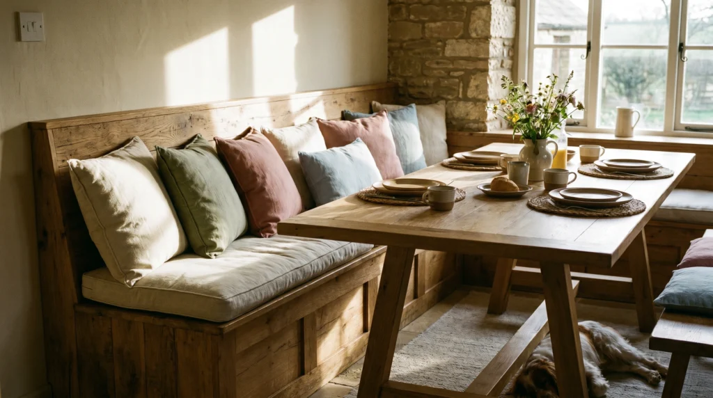 Bench with Layered Cushions