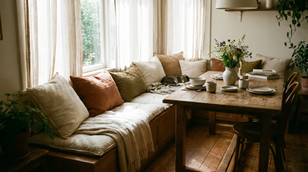 Window Bench Dining Setup