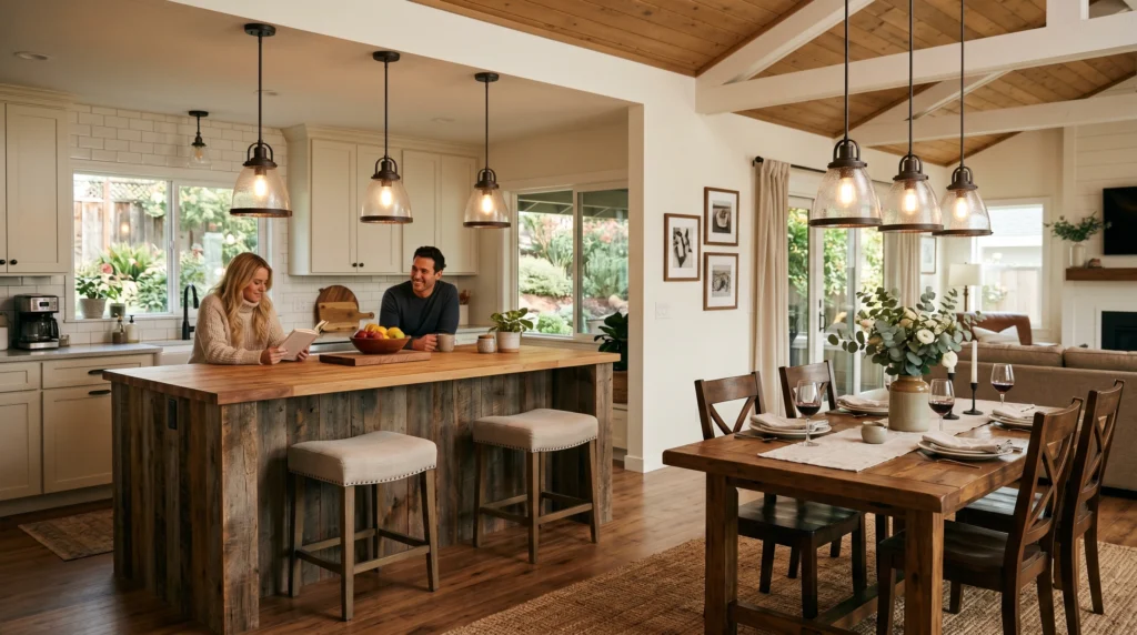 Use Pendant Lighting Over Both Zones