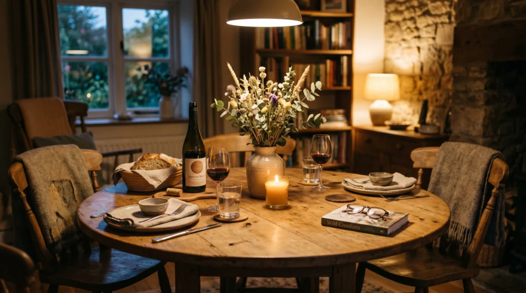 Round Table Styled with a Simple Centerpiece