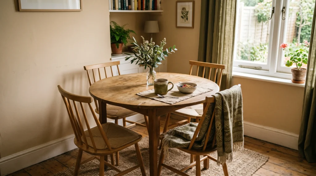 Compact Round Table That Keeps Movement Easy