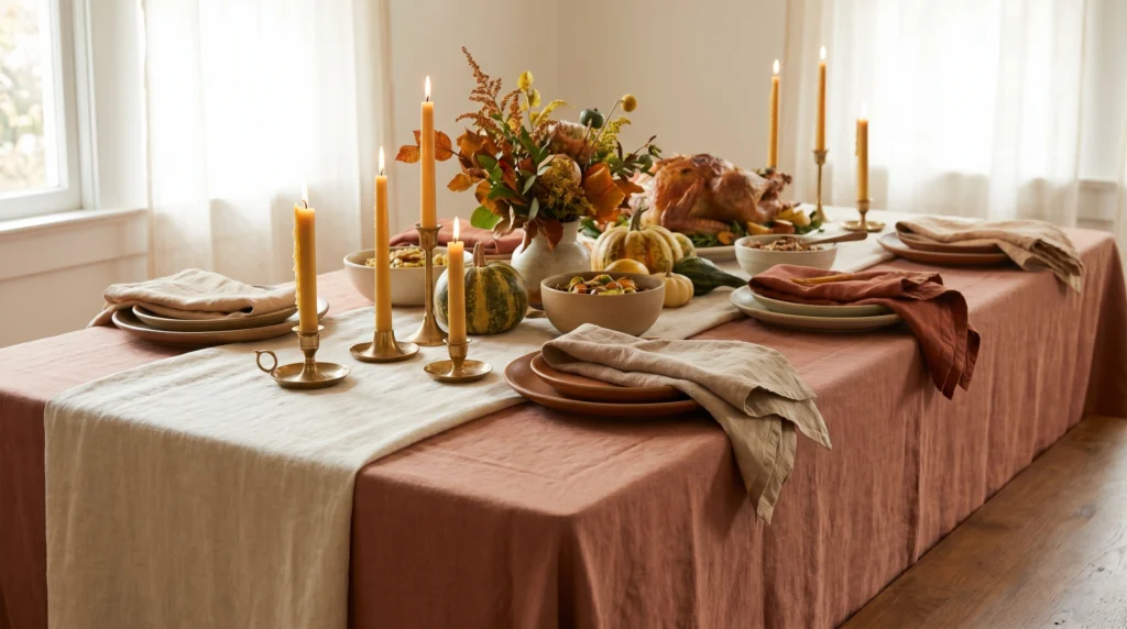 Layered Linen Tablecloths for Instant Warmth